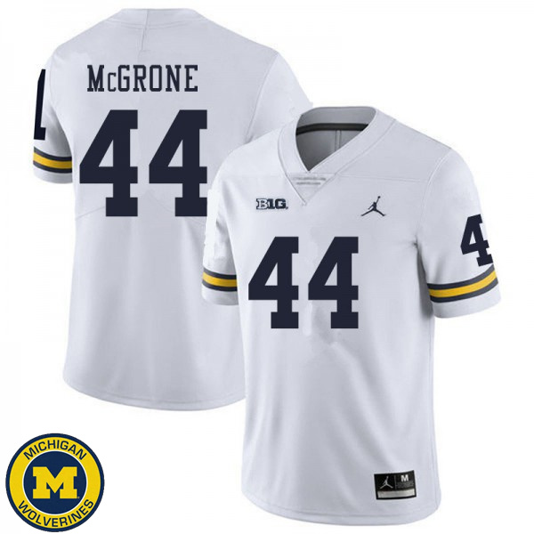 Men's University of Michigan #44 Cameron McGrone White Replica Stitch Jersey